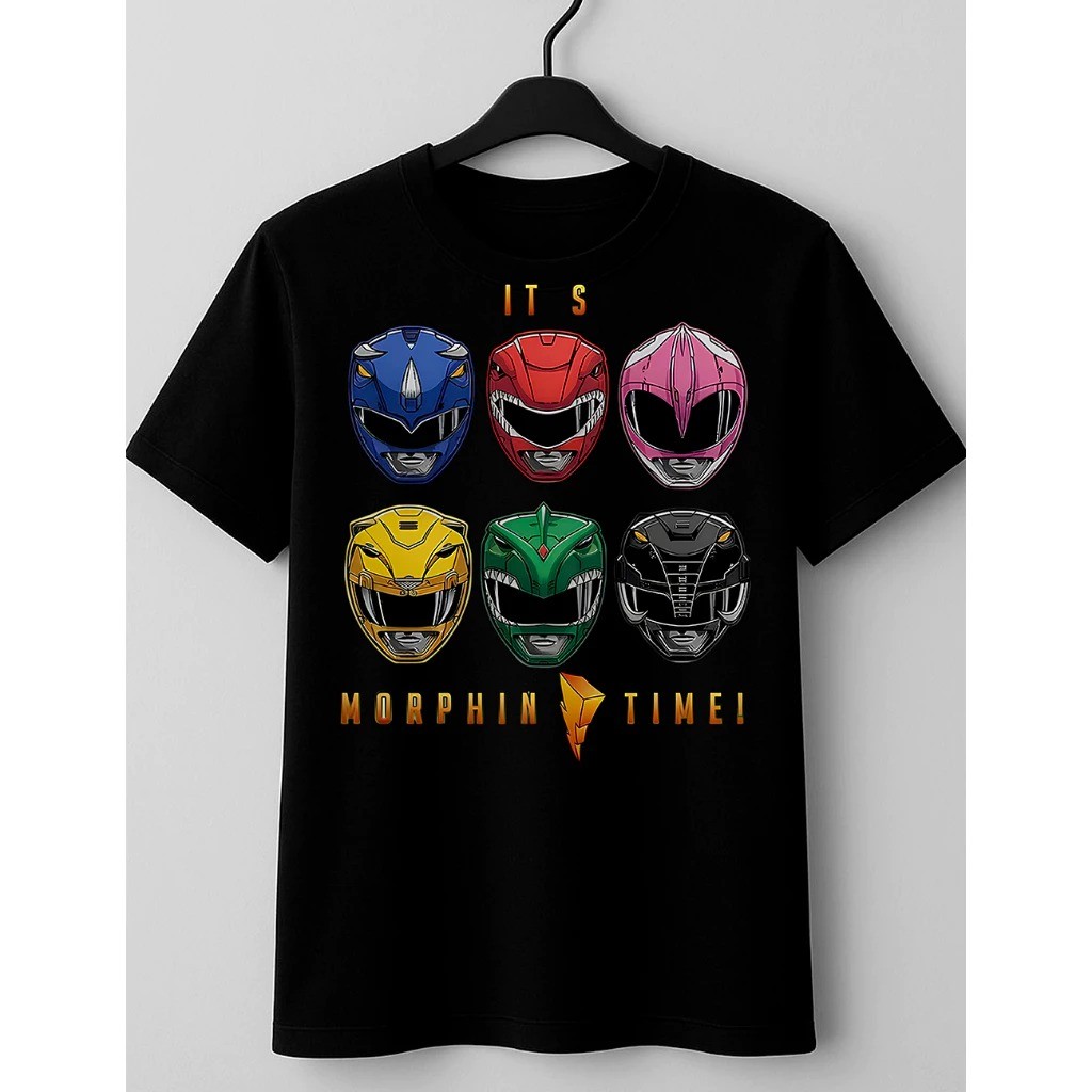 Camiseta Power Rangers Its Morphin Time Tokusatsu Camisa Basica e Oversized Algodão