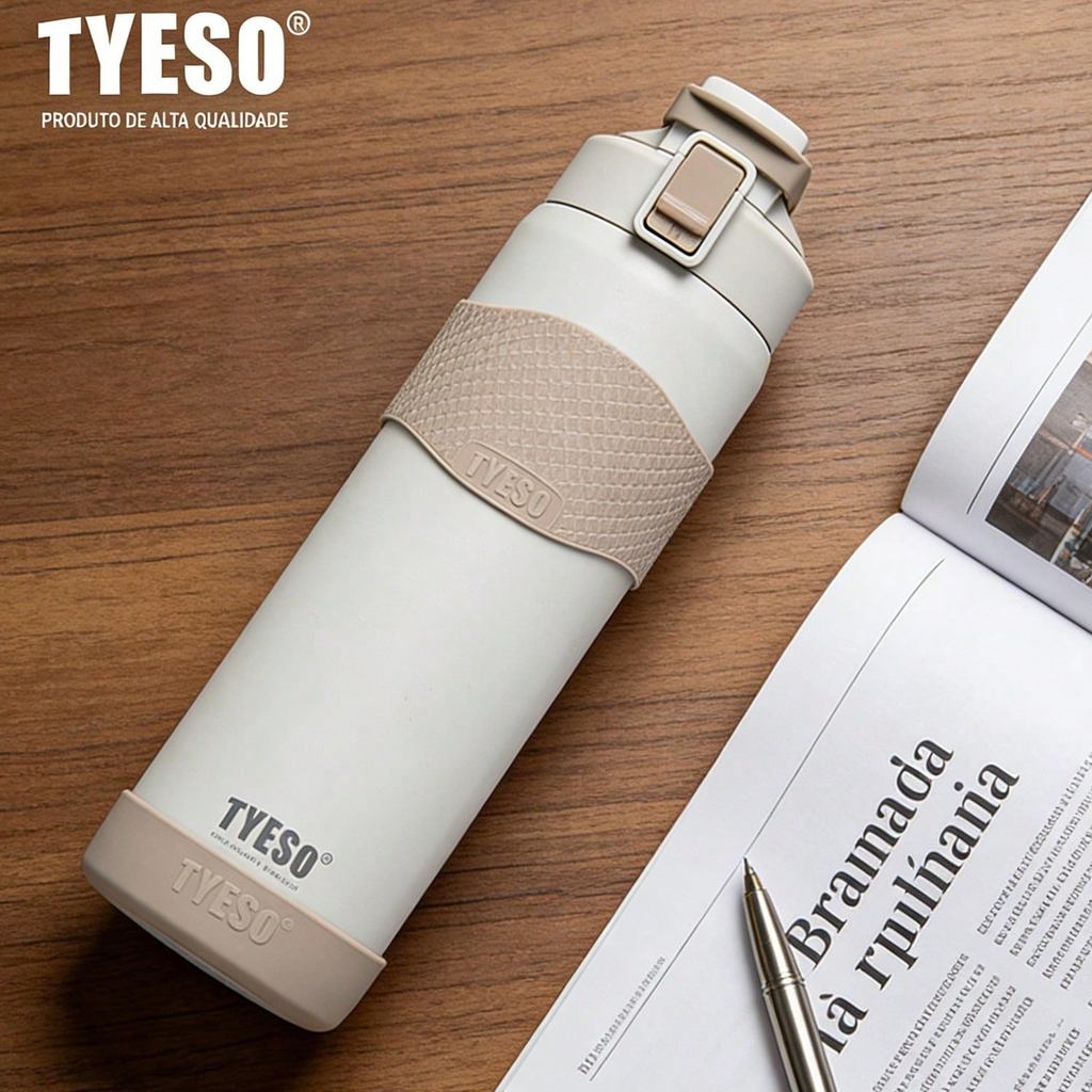 Garrafa Térmica TYESO 750ML De Grande Capacidade Com Alça E Tampa De Rosca Em Aço Inoxidável 100% À Prova De Vazamentos em Oferta na Shopee