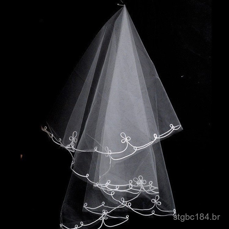 Véu: Novo véu de noiva de renda de camada única, acessório para vestido de noiva estilo coreano, véu feminino.