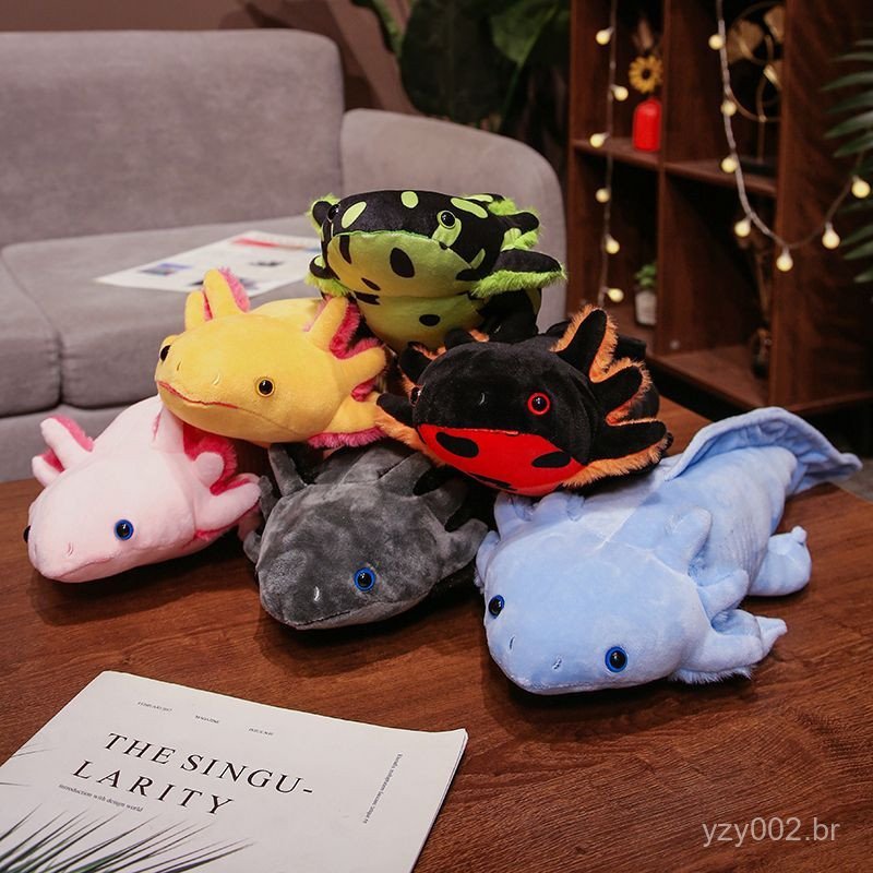 Boneco de Pelúcia de Salamandra Axolote de 45cm, Brinquedo de Dinossauro Hexagonal Simulado, Boneca de Pelúcia para Meni