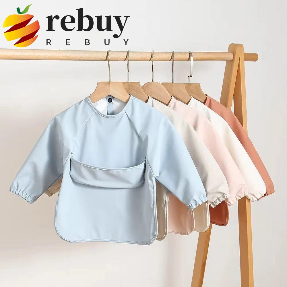 REBUY1 Babador De Manga Comprida , Alimentação De Bebê À Prova D'água Fácil De Limpar , Pano De Arroto Lavável De Materi