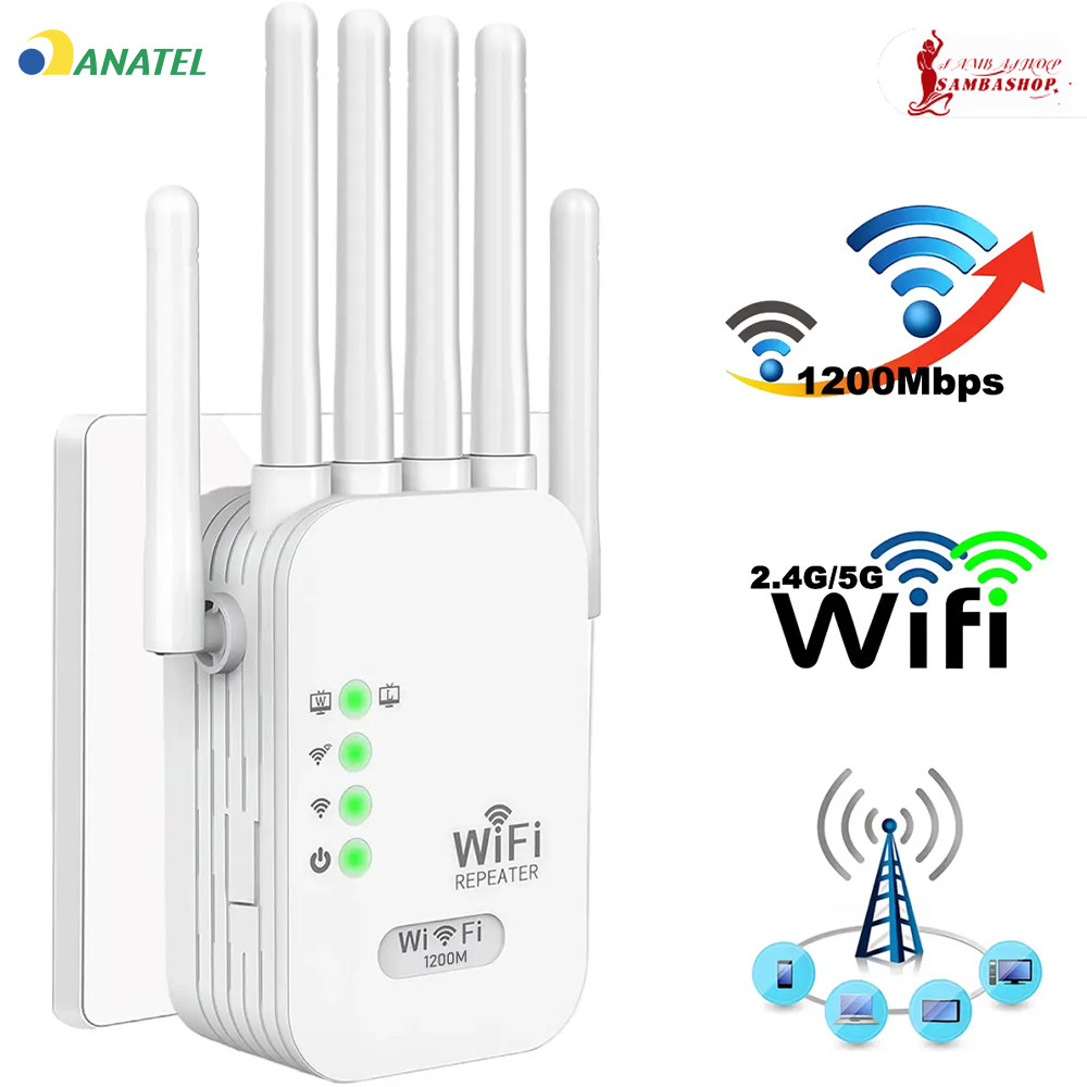 Amplificador de Sinal Wi-Fi Repetidor Roteador Sem Fio 4 Antenas 1200Mbps Cobertura 50m G8