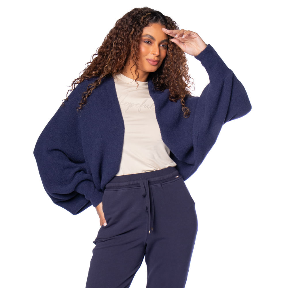Casaco Feminino Biamar Fio Pluma Azul Escuro