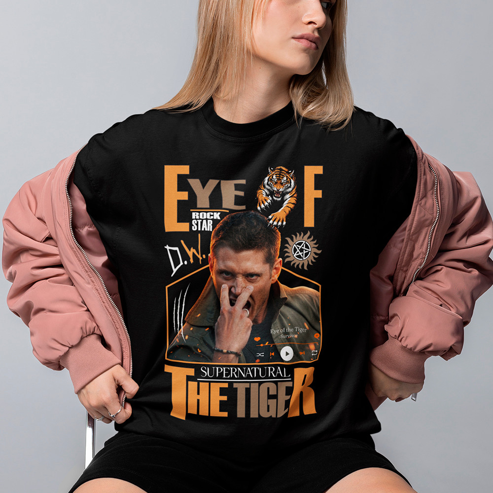 Camiseta Feminina Dean Winchester Rock Musica Camisa Supernatural Eye Of The Tiger Blusa Algodão