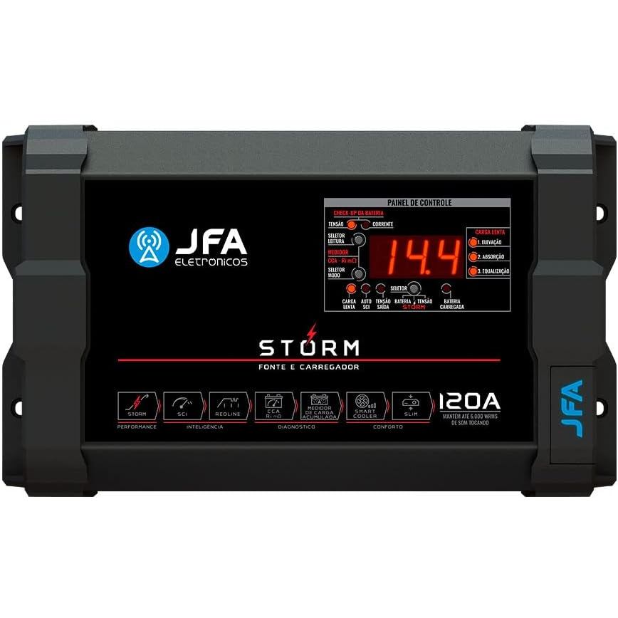FONTE CARREGADOR DE BATERIA JFA 120 Ah STORM PLUS COM SCI