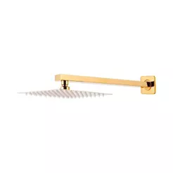 Ducha Chuveiro 30Cm Com Braço 40Cm Aço Inox 304 Mundaú Pingoo - Dourado