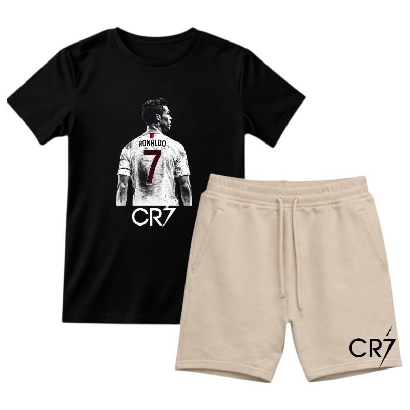  Lançamento Kit 2 Short + Blusa Cr7 Camisa Robozao Cristiano Futebol estilosa 100% Algodão Envio Imediato presente casua