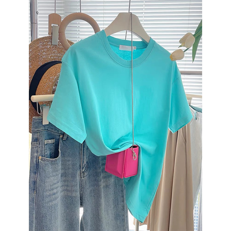 Balcão Shopping Retiro Novo Estilo Venda Quente Verão Coreano Roupas Femininas Ombro Limpo Refrescante Azure Lake Água A