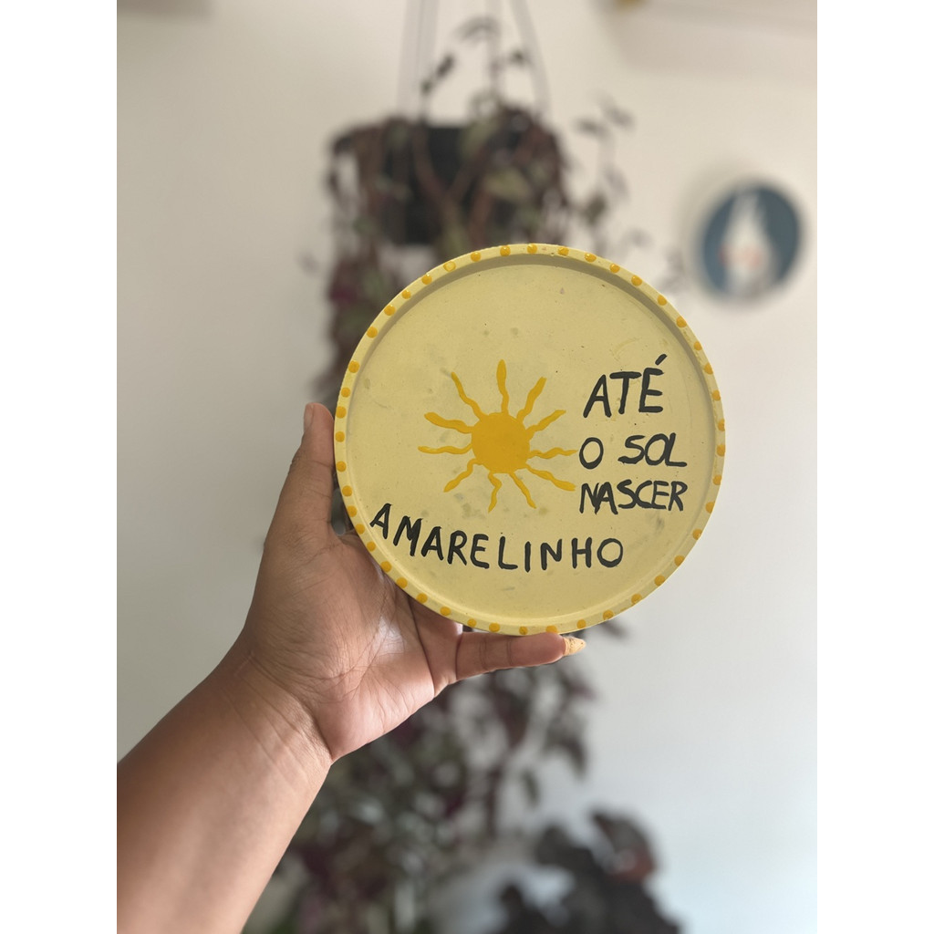 Quadrinho Decorativo "Até o Sol Nascer Amarelinho" - Arte Artesanal Inspirada na Música Azul