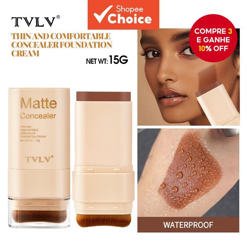 Tvlv Corretivo Apagador Base em Bastão Dupla Face à Prova d'Água Não Gruda em Pó Base Sólida em Creme