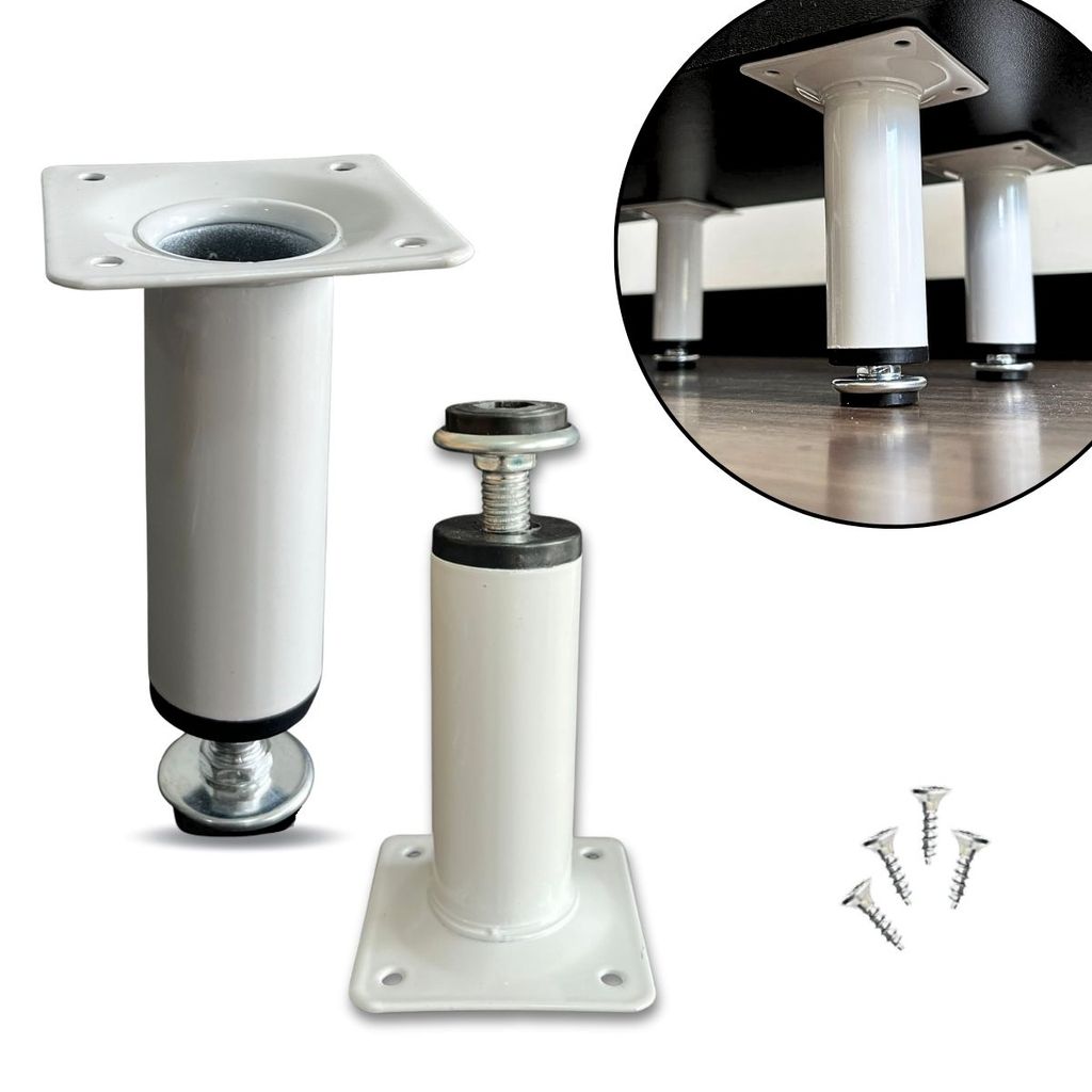 Conjunto 2 Pés Redondos 10cm cor Branco ideal p/ Gaveteiros, Resistência e Durabilidade no seu Móvel