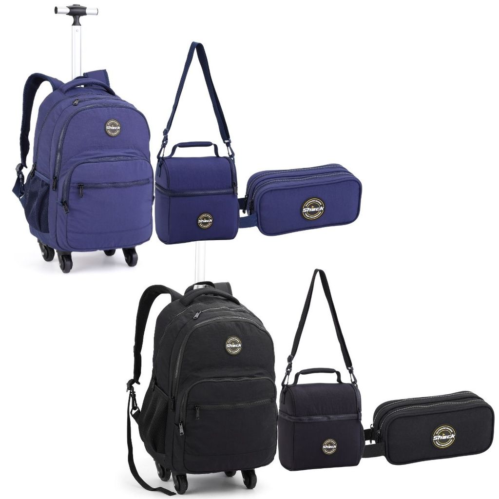 Kit Mochila Rodinhas Lancheira Estojo Shock Para Laptop em Oferta na Shopee