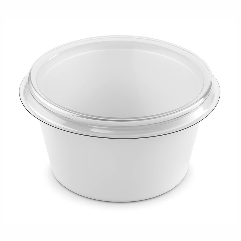 100Un Potinho Molheira Branca 30mL Pote com Tampa Pacote - Fibraform