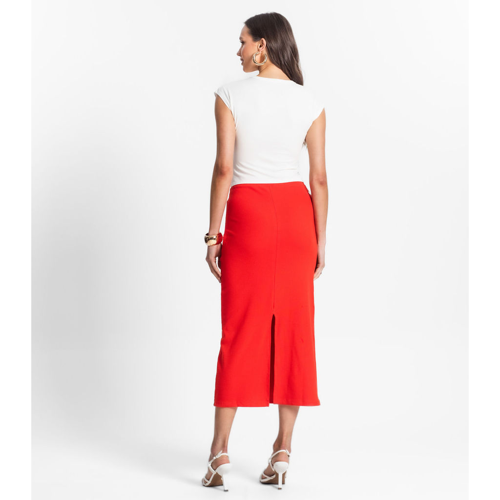 Detalhes do Saia Midi De Ribana Feminina Endless Laranja
