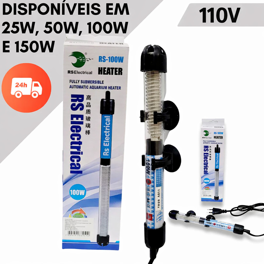Termostato Aquecedor para Aquário 25W 50W 100W 150W Regulagem Automática Voltagem 110V em Oferta na Shopee
