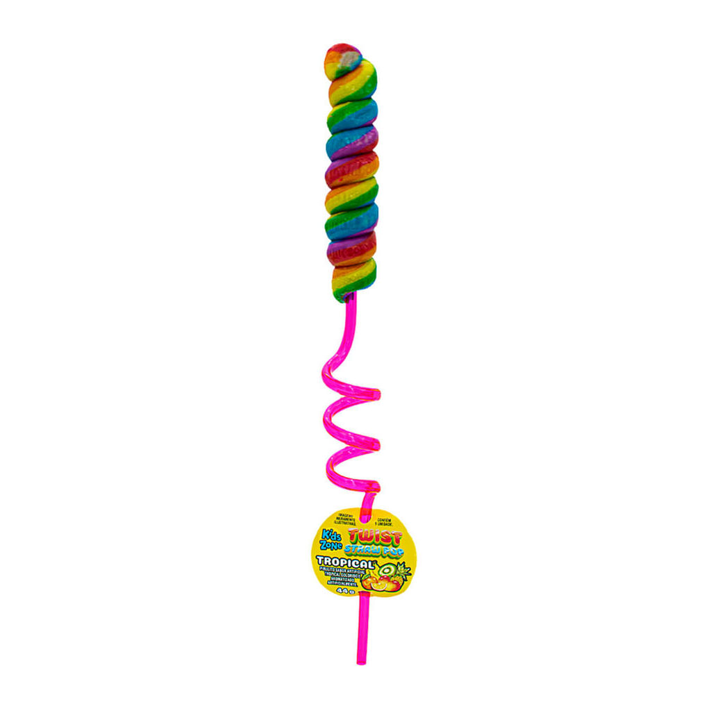 Detalhes do Pirulito Kids Zone Twist Straw Pop Sabores Sortidos 44g com 1 Unidade