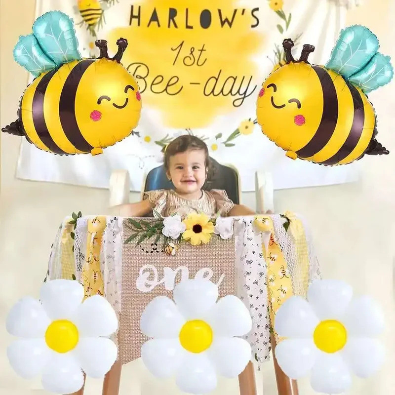 Grande Abelha Branca Margarida Flor Folha Balão Para Aniversário Das Crianças Formatura Dia Mães Festa Decoração Plumeri