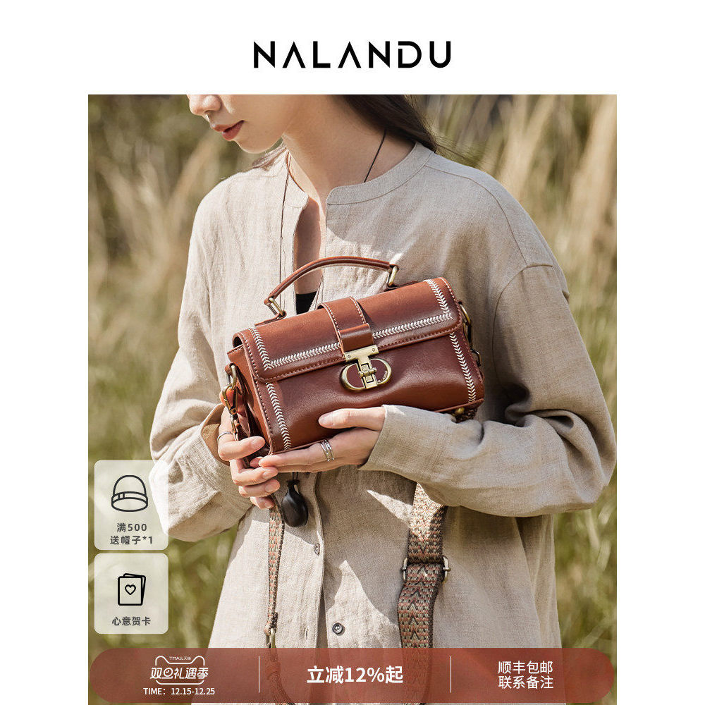 NALANDU NALANDU Bolsa Feminina 2025 Novo Estilo Bolsa Cruzada Feminina Bolsa Pequena Bolsa Feminina de Couro Genuíno de 