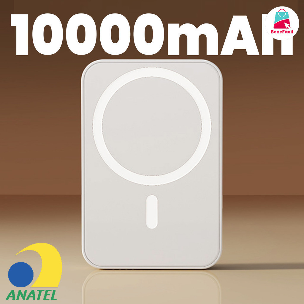 Carregador portátil de indução MagSafe para iPhone/Android Carga sem fio Capacidades: 3000mAh, 5000mAh, 10000mAh