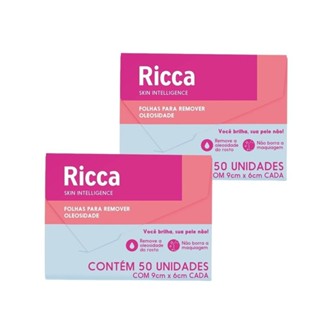Kit 2x 50 Lenços Removedor de Oleosidade Facial Limpador 9x6cm Ricca em Oferta na Shopee