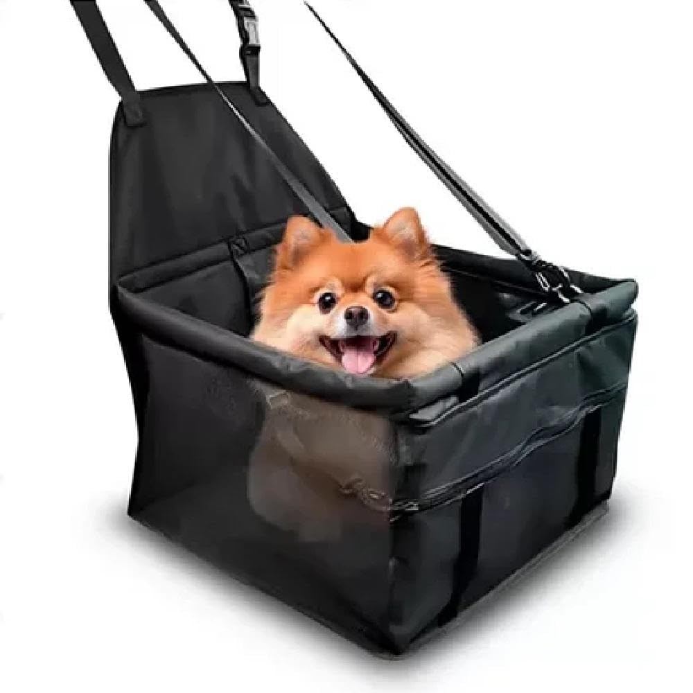 Cadeirinha para Cães e Gatos, Assento de Transporte para Carro, Preto, Portátil, 30x40x25cm, Suporta até 10kg