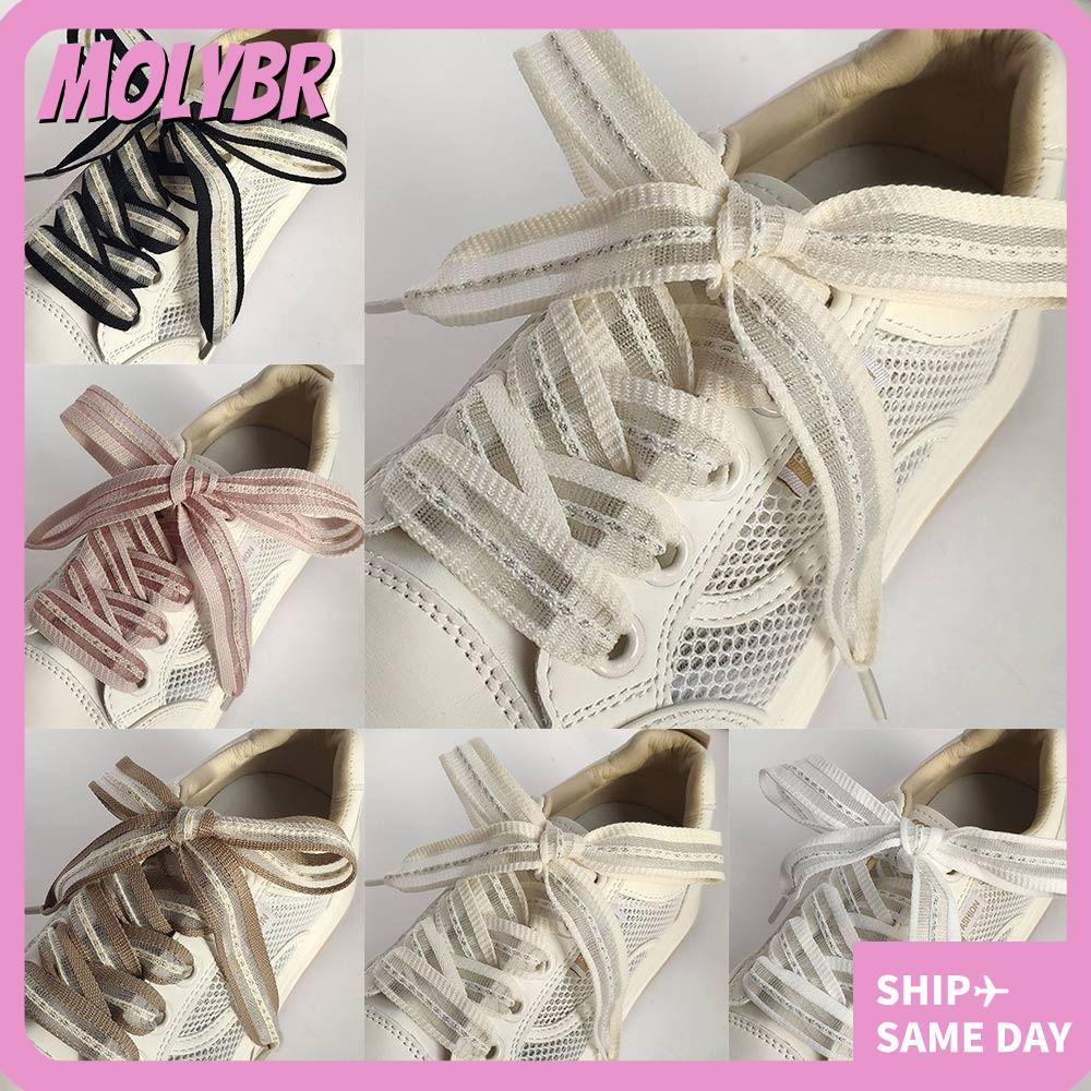 Corda Larga Com Laço MOLYBR , Fita De Seda Acetinada , Cadarços De Sapato De Fio De Neve De 2 Cm Transparentes De Cor Só