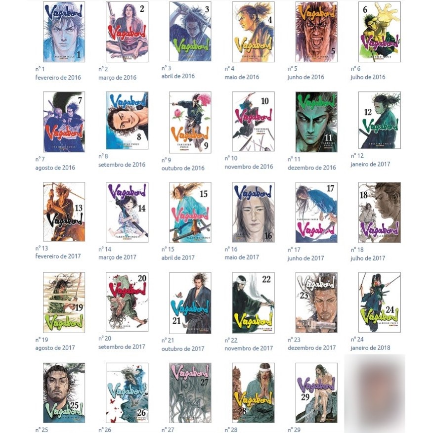 mangá vagabond - 29 volumes autor Takehiko Inoue