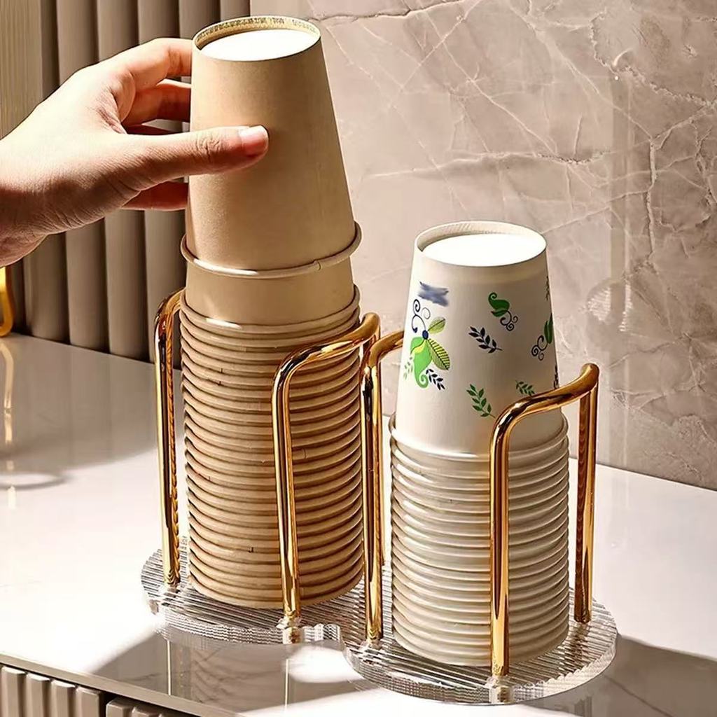 Suporte Para dourado Copos Acrílico Descartável De Chá De Água Prateleira Com Canecas Organizador Doméstico