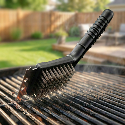 Escova Limpa Grelha Churrasqueira Cerdas De Aço Com Raspador Para Limpeza Churrasqueira em Oferta na Shopee