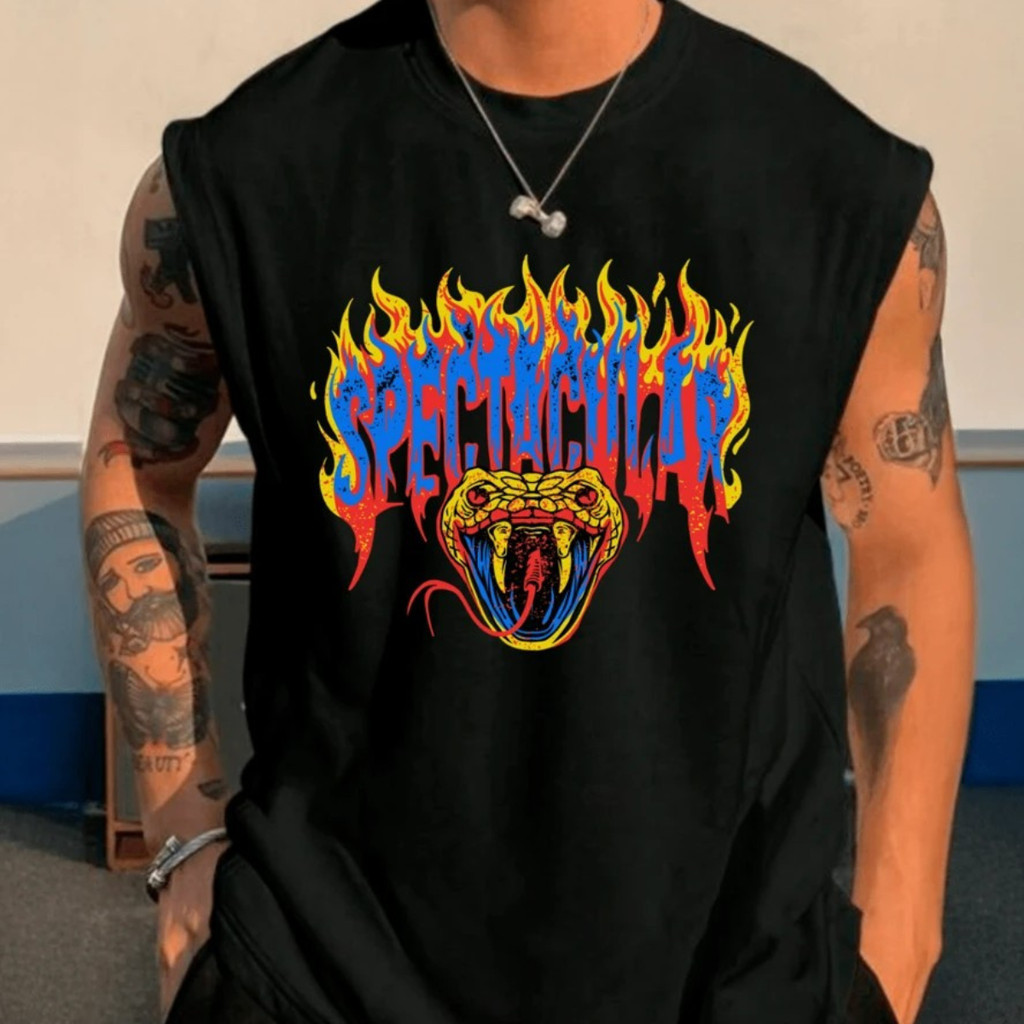 Camiseta Regata Oversized Espetacular Poder Larga Maromba Serpente Streetwear 100% Algodão