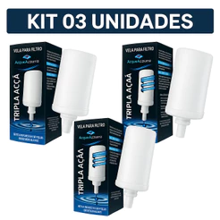 03 Velas Filtro Barro Tripla Ação Prata Coloidal Carvão Ativado - ENVIO IMEDIATO