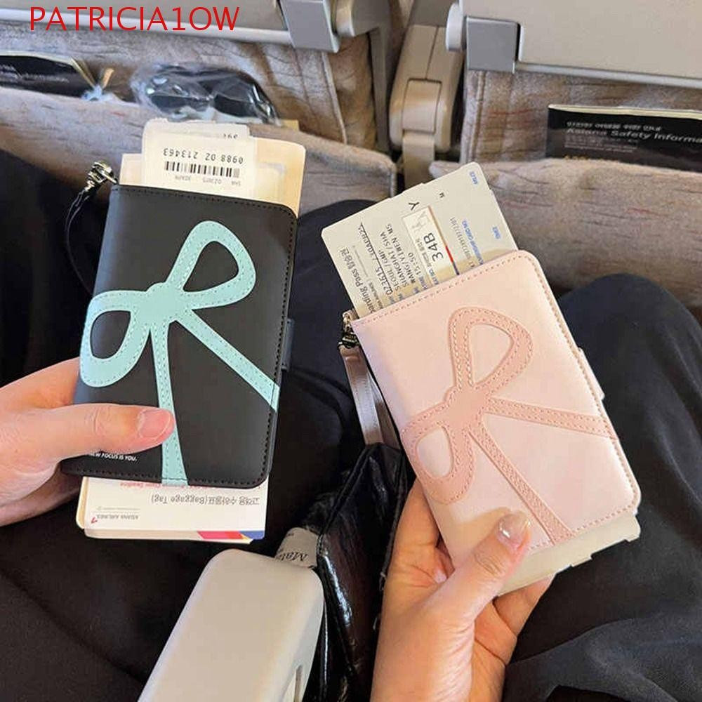 PATRICIA1OW Bolsa Para Passaporte Com Laço PU , Carteira De Viagem Capa De , Cartão De Armazenamento De Check-in De Aviã