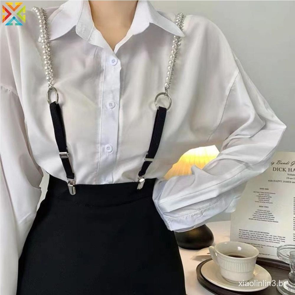 Slim Skinny Pearl Rhinestone Corrente De Decoração Entrainment Elástico Feminino Suspensórios Elásticos Femininos Para O