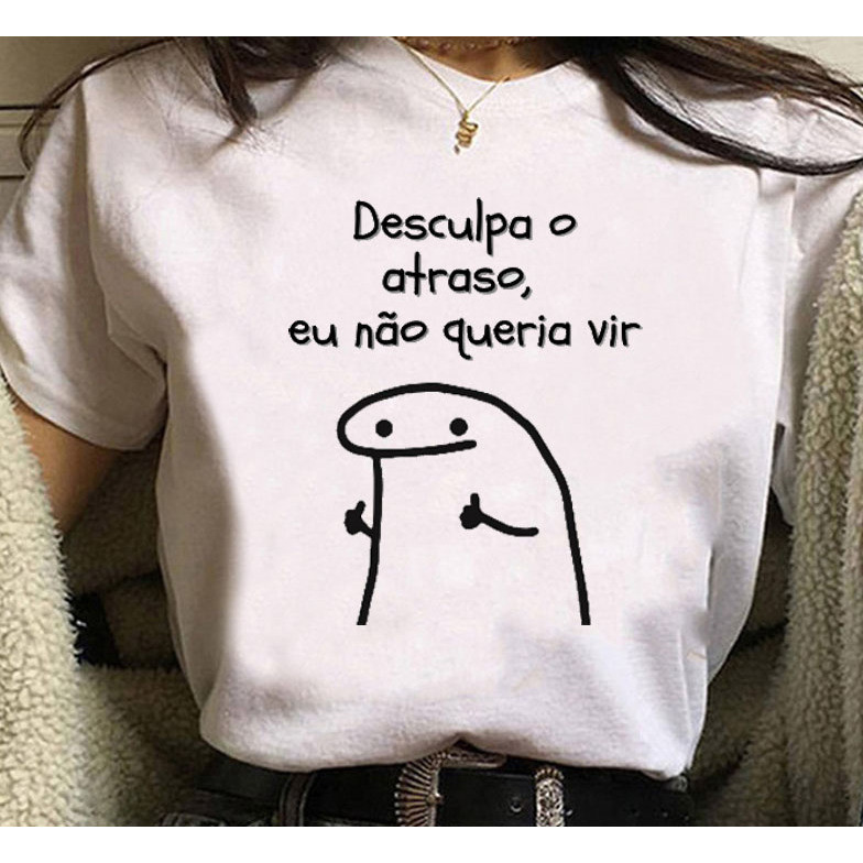Camiseta Flork Desculpa O Atraso Eu Não Queria Vir Humor Unissex