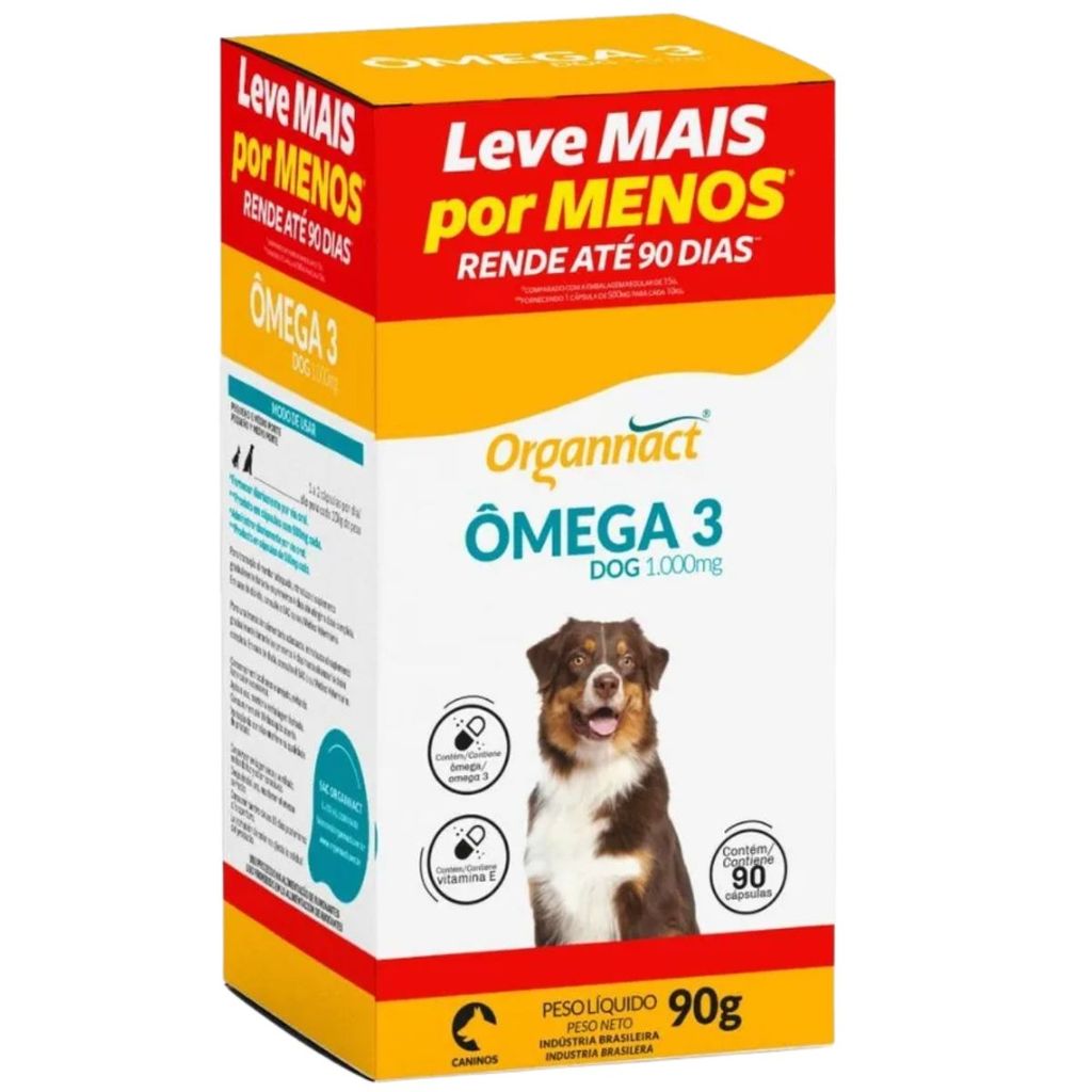 Omega 3 Dog 1000mg Organnact 90 Cap Suplemento Vitaminico em Oferta na Shopee
