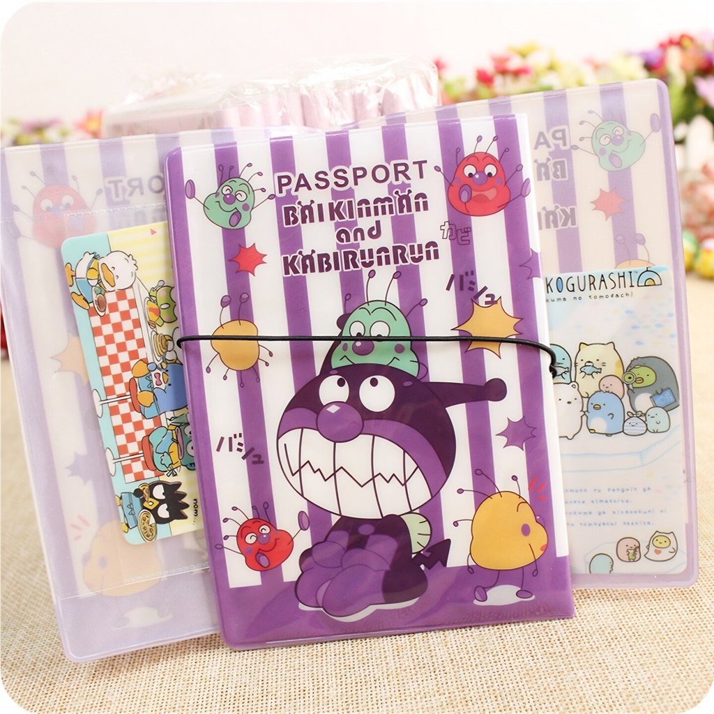 Japonês coreano dos desenhos animados à prova dwaterproof água titular do passaporte caso protetor de viagem titular do 