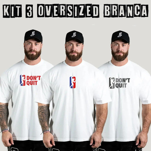 Kit 3 Camisetas Manga Curta Masculina Oversized Streetwear 100% Algodão Fio Penteado 30.1 Confortável