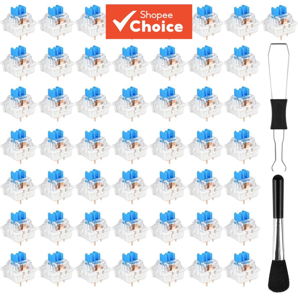 90/50/30-Pacote 3 Pinos Azul Clicky Interruptores De Teclado Mecânico Tátil Kit Completo Diy Com Extrator E Escova
