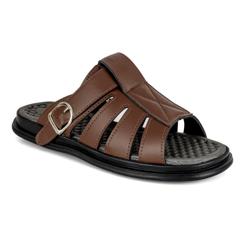 Chinelo Sandália Masculina Couro Sintético Confortável Antiderrapante Ajustável Conforto Anatómica