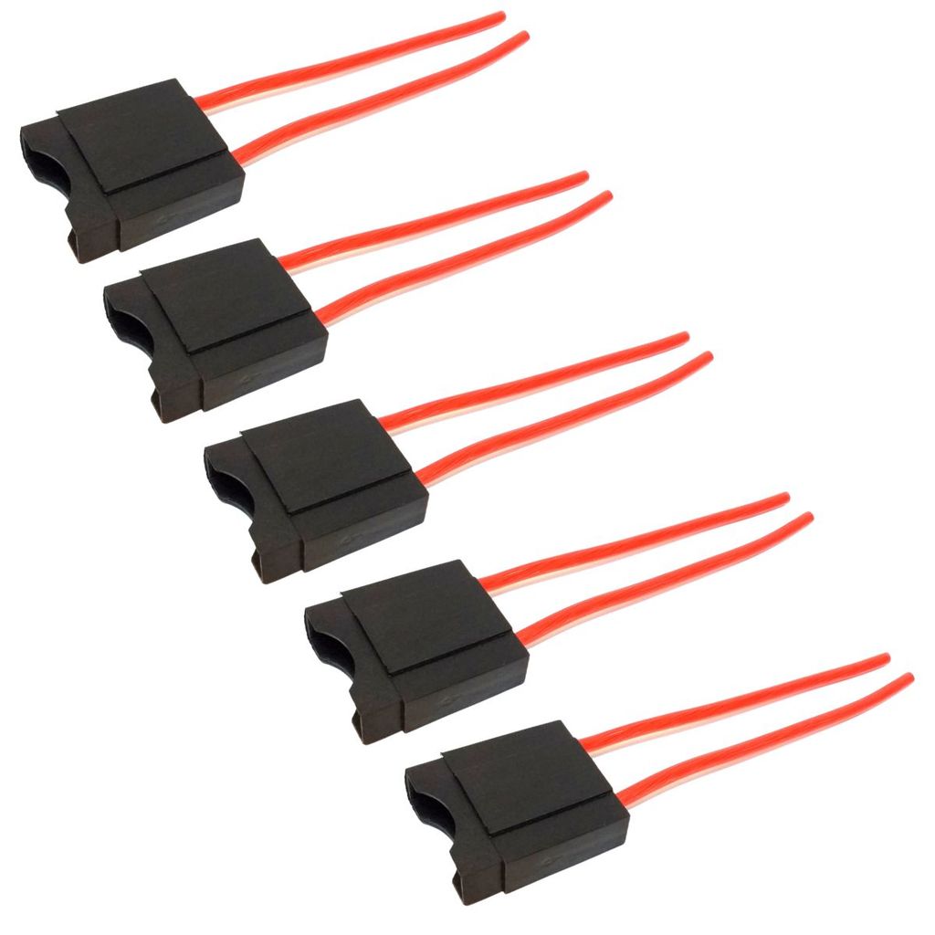 KIT 5 PORTA FUSÍVEL LÂMINA MAXI GRANDE COM FIO 4,0MM MONTADO PARA SOM AUTOMOTIVO
