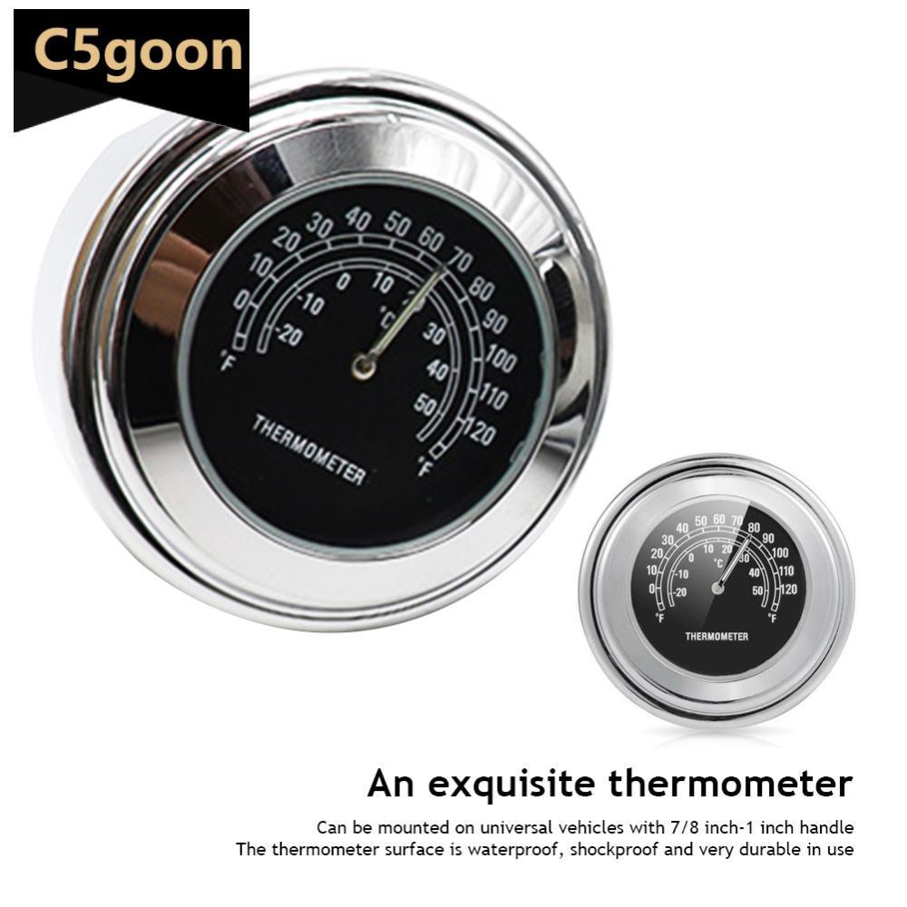 C5GOON 22-25mm Universal Motocicleta Moto Guiador Termômetro Ornamento Da Relógio De Quartzo B3V4
