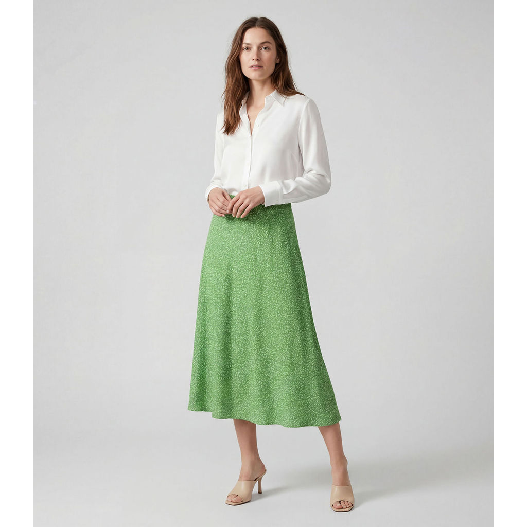 Saia Midi Com Recorte Nas Costas Infinita Cor Verde em Oferta na Shopee