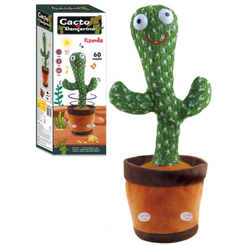 Cacto Dançante Recarregável USB Divertido Pelúcia Interativa Infantil Musical C/ Luz LED Kizumba