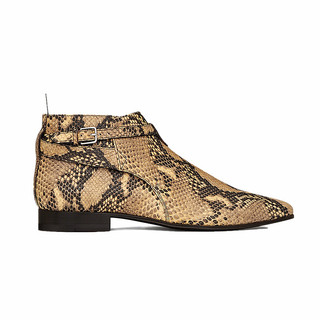 Chelsea botas curtas masculinas Martin botas chelsea bota britânica cobra impressão couro genuíno fivela pontiaguda bota