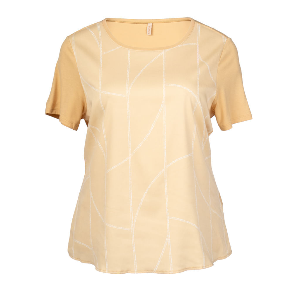 Blusa Feminina Cativa Plus Size Estampada Bege