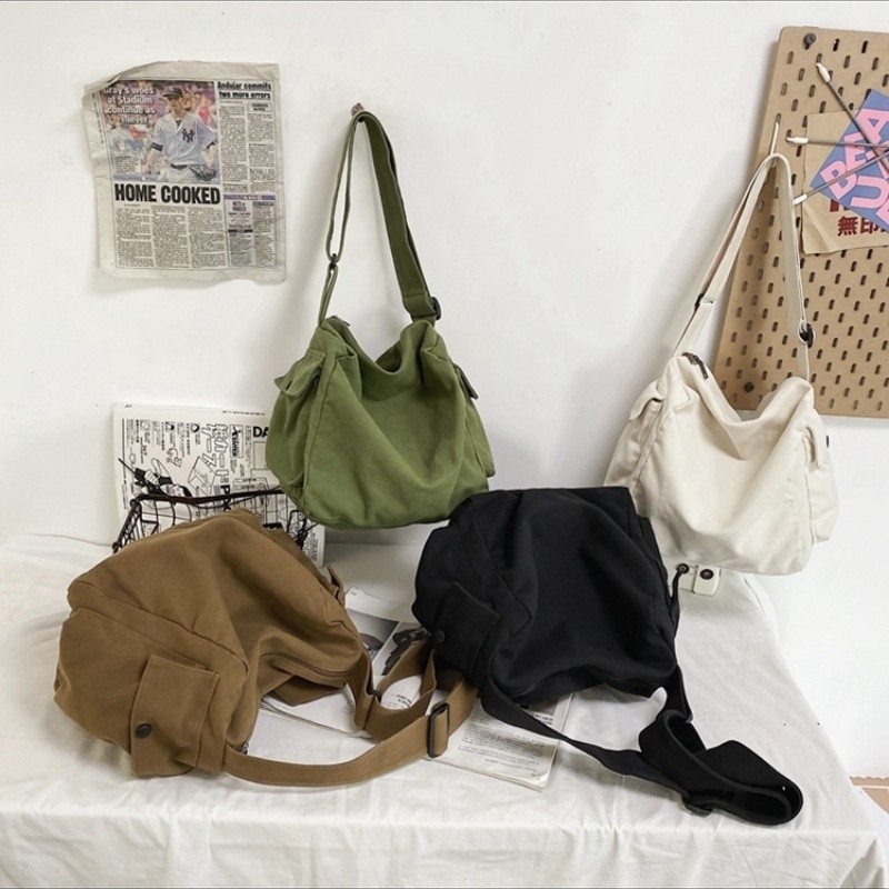 Bolsa de Ombro Transversal Unissex em Lona - Casual Grande Capacidade 4 Cores