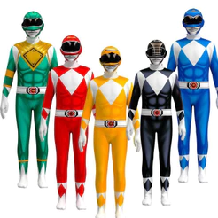 Power Rangers Macacão Cosplay Traje Crianças Adulto Fantasia Vestido Festa Super-Herói