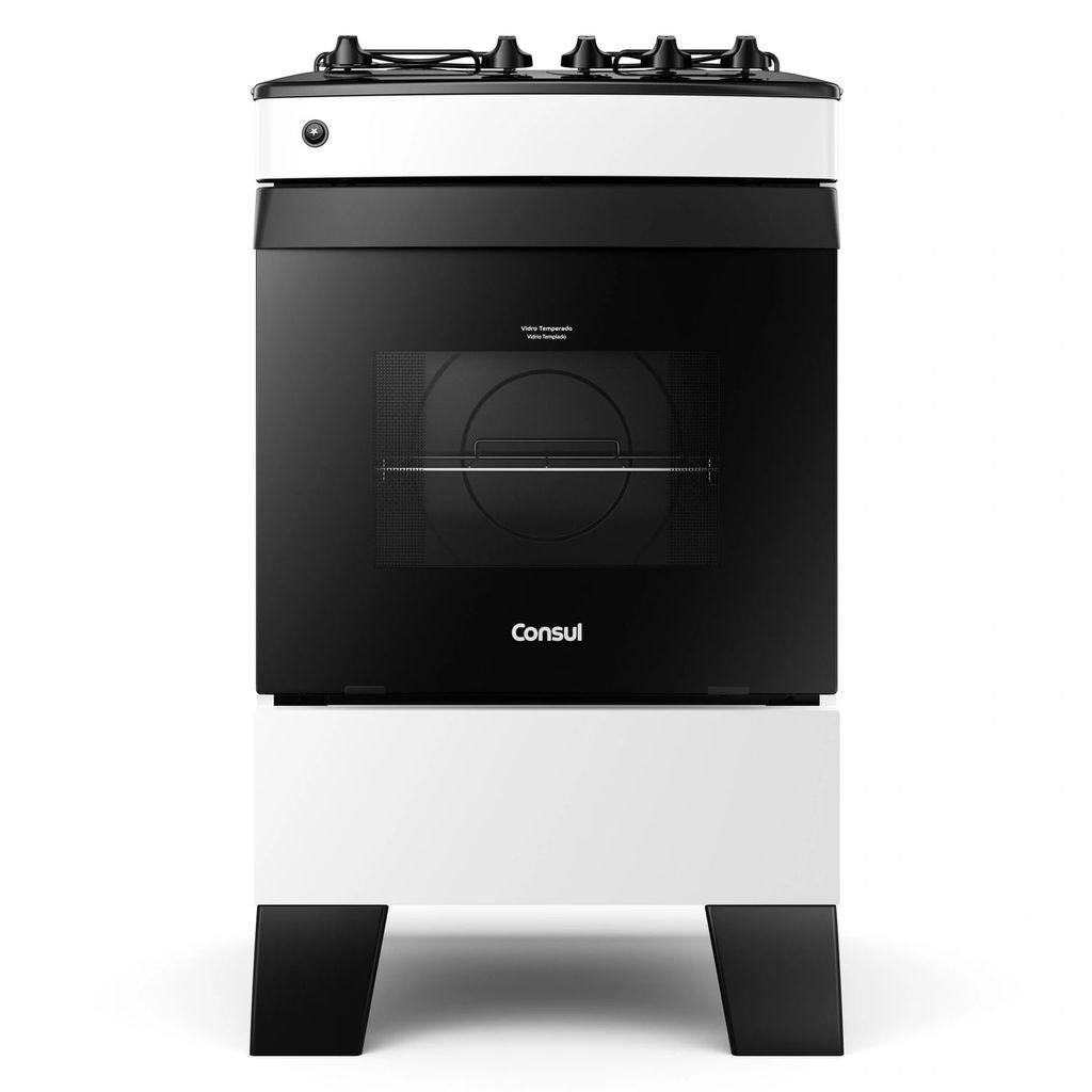 Fogão Consul 4 Bocas Branco com Mesa Esmaltada - CFO4ZAB