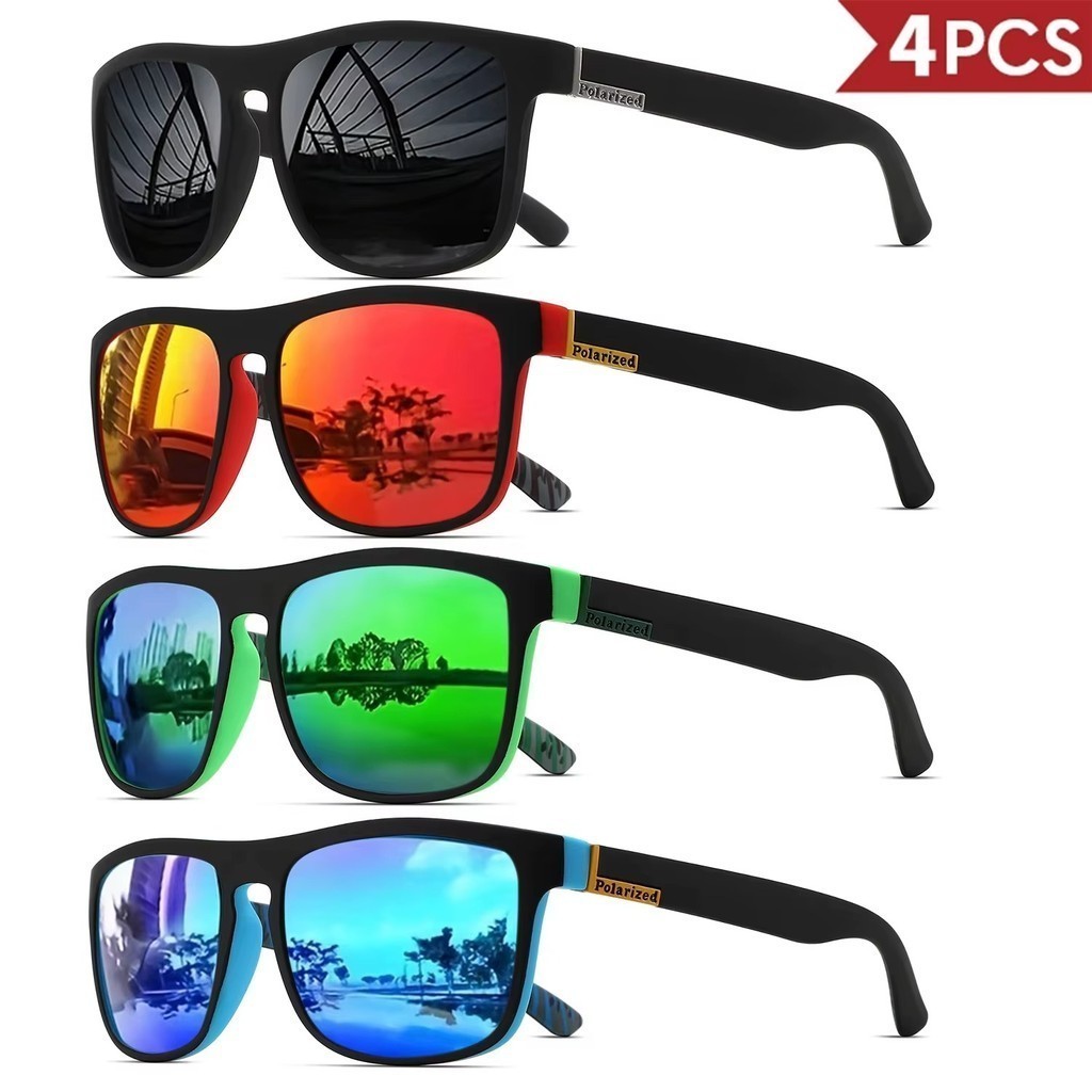 ACABAMENTO DE PRIMEIRA LINHA Óculos de sol esportivos polarizados quadrados clássicos masculinos, armação leve de pc uv4
