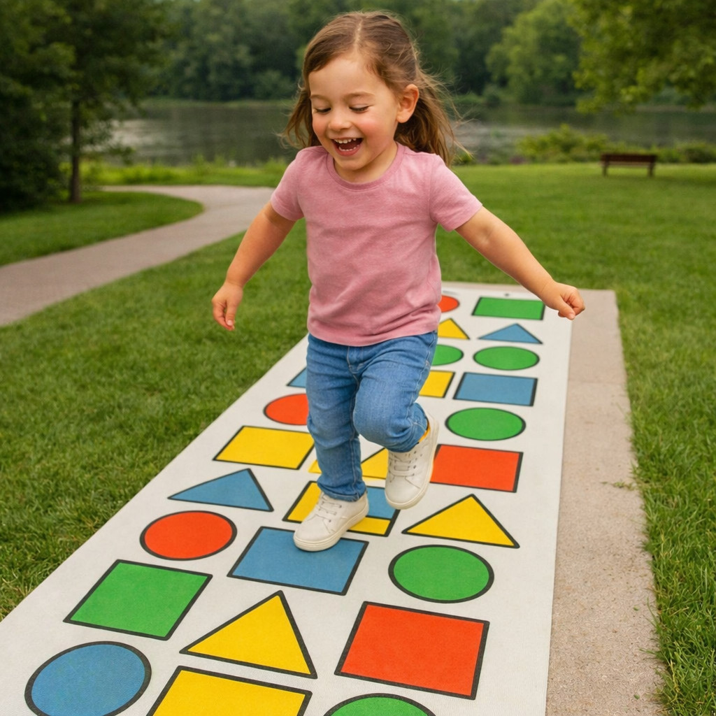 Tapete Infantil Psicomotor Pedagógico Cores Formas Coordenação Motora 77x200cm